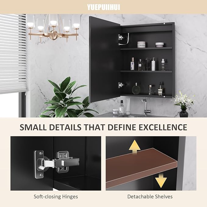 24X30 Inch Lighted Medicine Cabinet with Mirror and Lights, Recessed Mirror Medicine Cabinet with Adjustable 3-Color, Brightness Dimming, Defogger, LED Bathroom Mirror Cabinet Wall Mounted