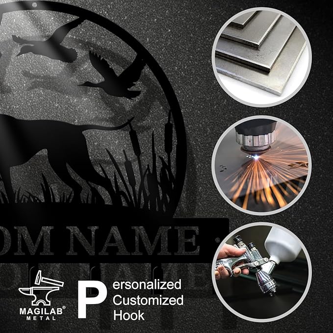 Personalized Custom Name Hunting Deer Wall Key Hooks,Metal Hunting Art Clothes Hooks,Metal Hunting Wall Home Storage Decorative,Hunter For Front Door, Hallway, Kitchen, Bedroom,Keys,Hats (Style D)