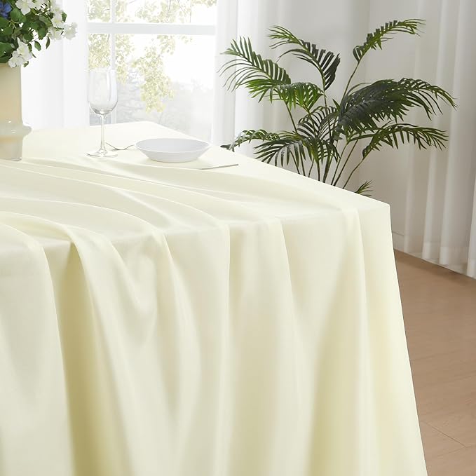 Rectangle Tablecloths 60x120 Inch 6 Pack Ivory Tablecloth for 6ft Washable Decorative Linen Polyester Table Cloths for 8ft Dining Table Banquets Buffet Parties and Wedding