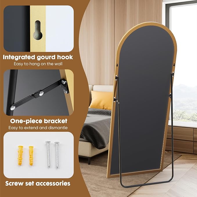 Arched Mirror Full Length, 71"x26" Body Mirrors with Shatter-Proof Glass, Mirror Full Length for Home Decor, Arch Aluminum Frame Mirrors for Bedroom Bathroom, Gold