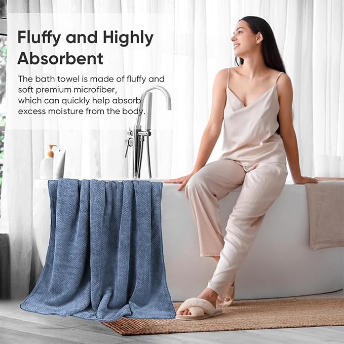 2-Pack Microfiber Bath Towels (27x54 Inches) - Ultra Soft & Quick Dry, 3X Absorbency, Lightweight for Gym, Yoga, Travel & Spa - Perfect for Home, Fitness & Post-Workou