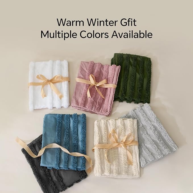 BEDELITE Boho Twin/Twin XL Comforter Set,Dusty Blue Tufted Striped Bed Set 2 Pieces, Soft Vintage Farmhouse Comforter for College, Boho Home Dorm Decor, Fluffy Jacquard Bedding with 1 Pillow Sham