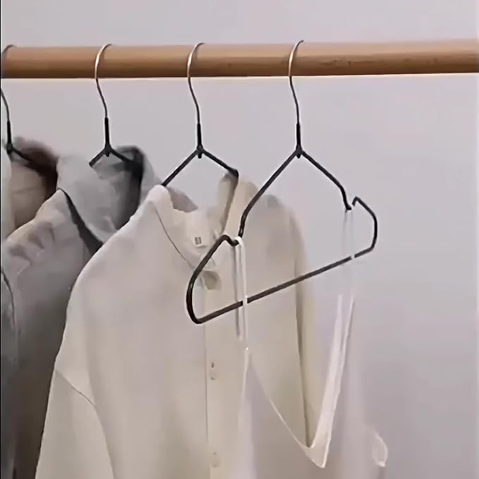 Stainless Steel Heavy Duty Hangers - Non-Slip Rubber Coated, Space Saving Ultra Thin Design for Coats, Pants & Dresses (50 Pack, Black)