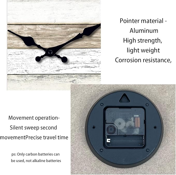 XNM Wood Extra Large Wall Clocks for Living Room Decor 24 Inch Nautical Grey Farmhouse Clock Battery Operated Silent Wall Clock Modern(MDF No Solid Wood)