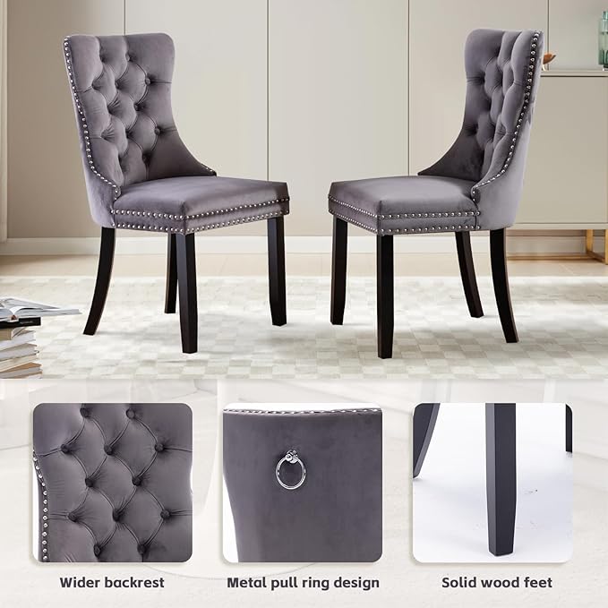 SoarFlash Kitchen Table and Chairs for 2, 24" Dining Table Set for 2 with Velvet Upholstered Chairs, 3 Piece Round Kitchen Table Set, Dining Room Table Set for Small Space, Apartment
