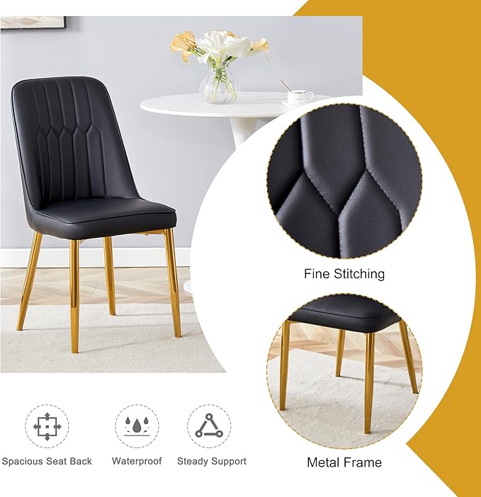 Dining Chairs Set of 8,Modern Dining Chairs, Equipped with PU Leather Backrest Cushions and Metal Legs, Suitable for Restaurants, Kitchens, and Dining Room Chairs