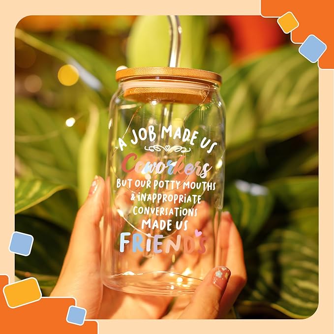 NewEleven Christmas Gifts For Friends – Work Bestie Presents For Women Friends - Appreciation Gifts For Coworkers, Unique Present Ideas For Coworker Leaving, Farewell Party – 16 Oz Coffee Glass