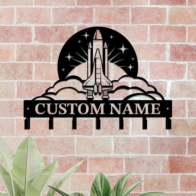Personalized Custom Astronaut Rocket Metal Wall Keys Hooks,Clothes Hooks Astronaut Art coat racks,door holder,Black Astronaut decorations for home,Entrance doors,Hallway, Bedroom,Keys,Hats (Style F)
