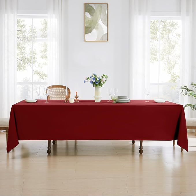 Rectangle Tablecloths 90x132 Inch 6 Pack Red Tablecloth for 6ft Washable Decorative Linen Polyester Table Cloths for 8ft Dining Table Banquets Buffet Parties and Wedding