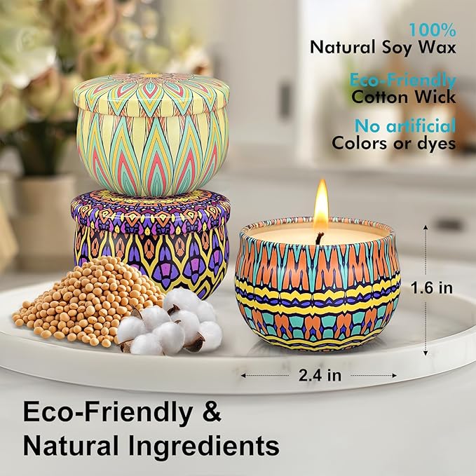 Scented Candles Gift Set, 12 Pack Candles for Home Scented, 300 Hour Long Lasting Soy Candle, Birthday Gifts for Women, Aromatherapy Candle for Stress Relief, Relaxation, Bath, Yoga