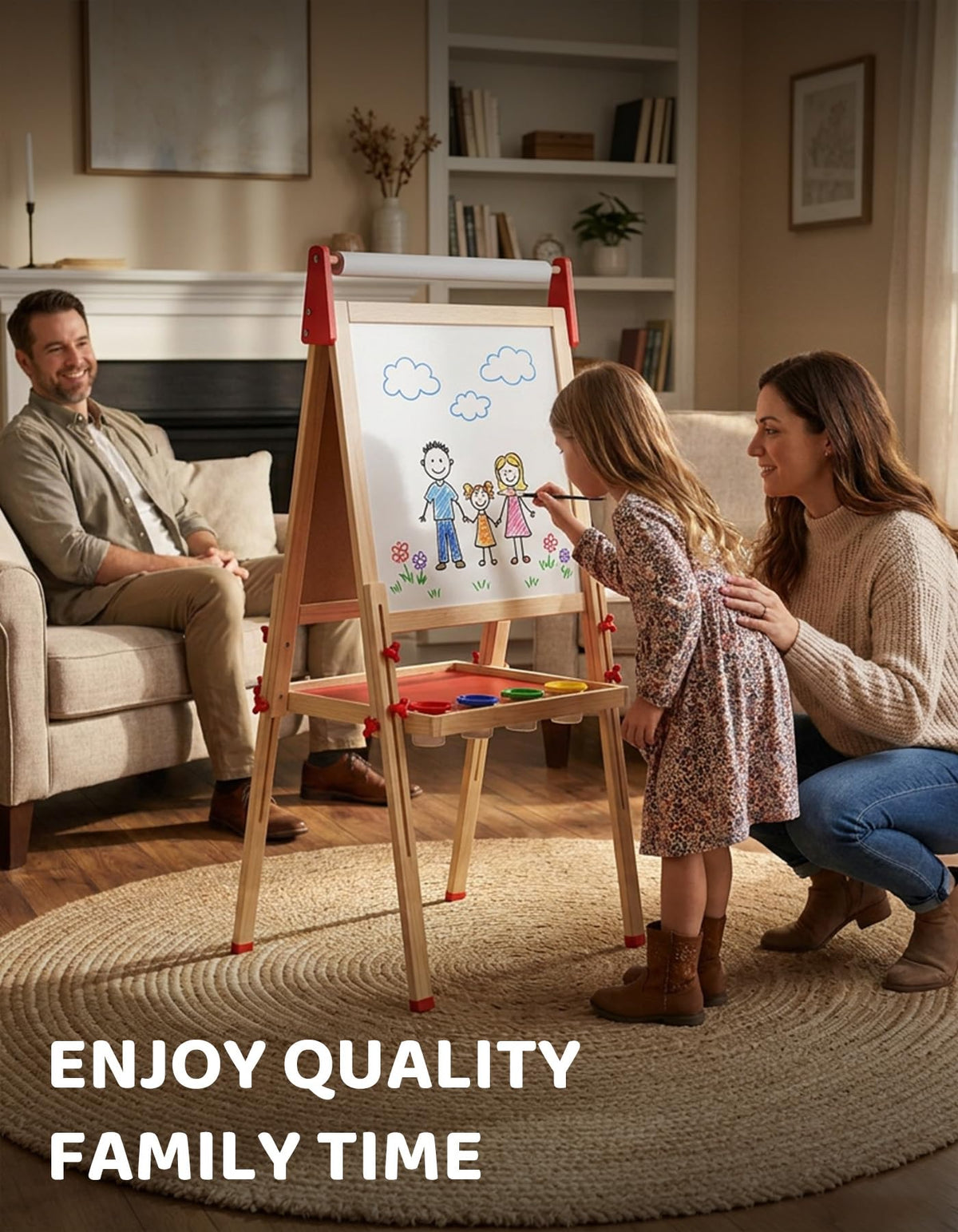 MekyrCreo Kids Art Easel, Adjustable Wood Chalkboard, Easels for Toddlers