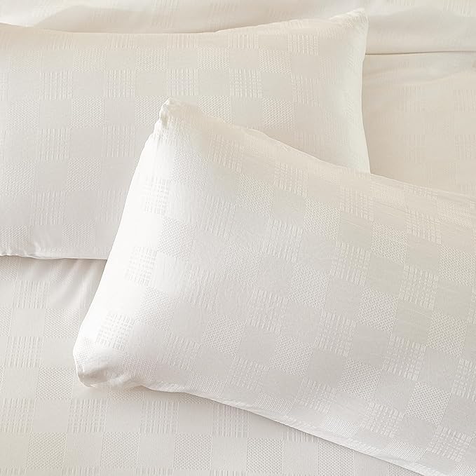 3 Pieces White Waffle Queen Comforter Set, Lightweight Comfy Breathable Waffle Weave Comforter All Season Soft Bedding (90x90 in Comforter & 2 Pillowcases)