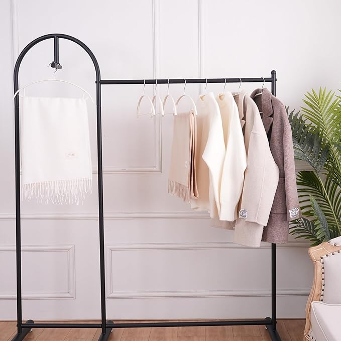 16.5 Inch Ivory No Shoulder Bumps No Mark Non-Slip Rubber Coated Contour Meta Hanger for Sweater T-Shirt Suit Coat Uniform with Pants Bar Pack of 10