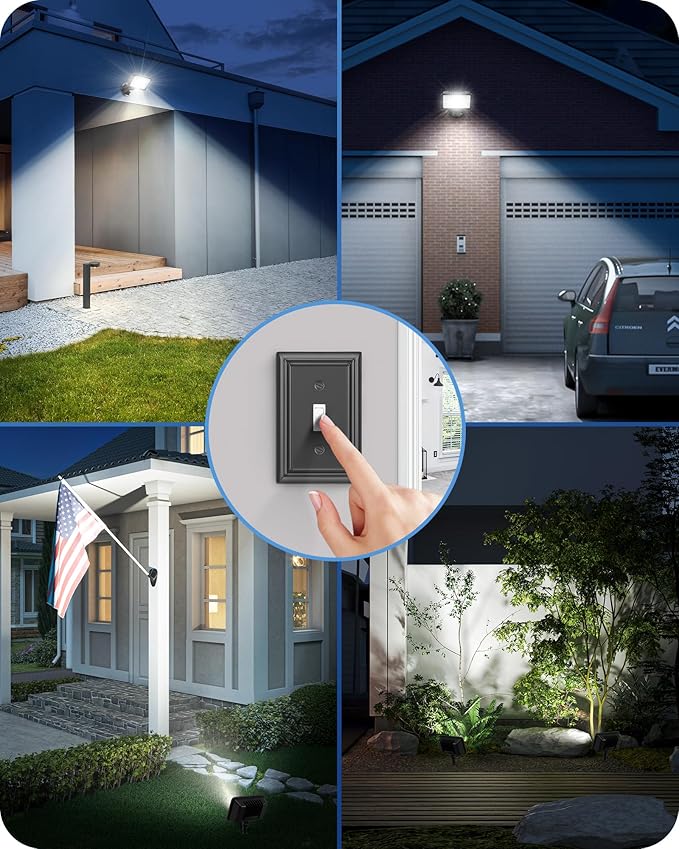 EDISHINE 46W Flood Light, 6800LM LED Flood Light Outdoor, IP65 Waterproof, 5000K LED Security Lights for Backyard, Flagpole, Garage, UL Listed