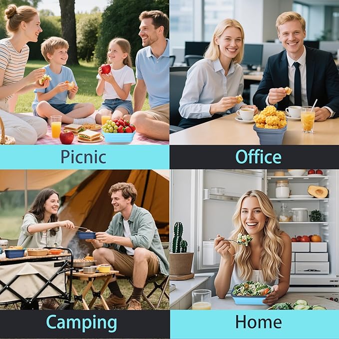 Collapsible Silicone Food Storage Containers with Lids, Collapsible Food Storage Containers, Camping Dishes, 4 Pack Foldable Lunch Box for Leftovers, Meals, Snacks, Gray