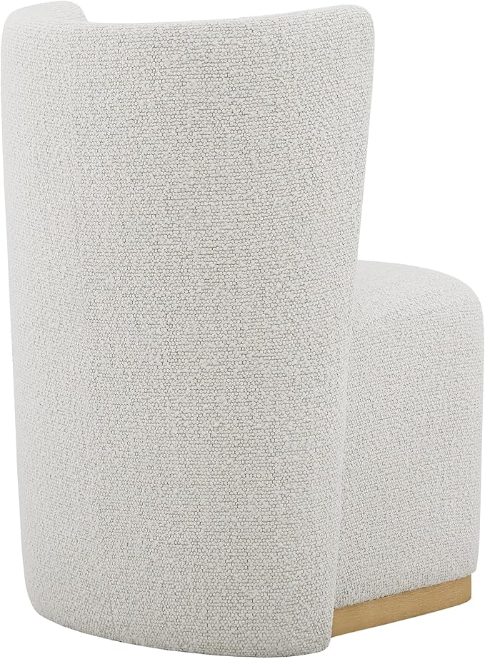 CHITA Upholstered Rolling Dining Chair on Casters Set of 4, FSC Certified Modern Curve Back Dining Chair with Casters, Boucle Dining Chairs for Reading Room Kitchen Dining Room, Pearl