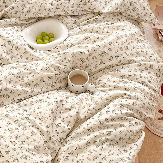 EAVD Twin XL Comforter Set Floral Pattern Girls Soft Microfiber Chic Cute Small Floral Bedding Comforter Set with 2 Pillowcases Fresh Botanical Comforter Set for All-Season