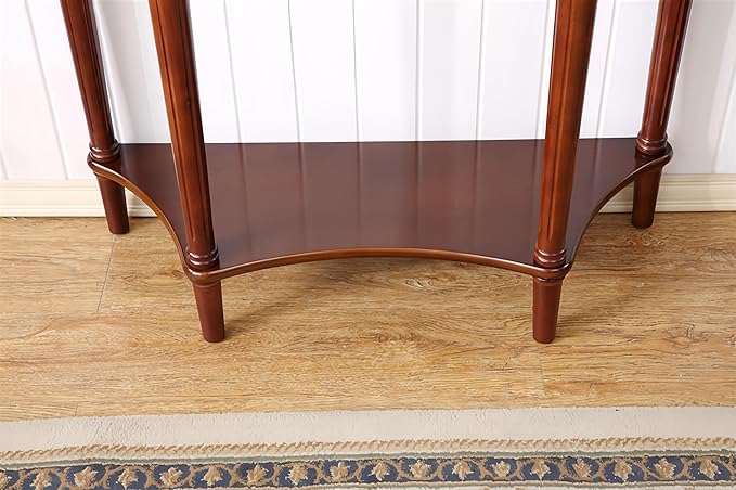 Solid Wood Console Table with Drawer, Semi-Circle Entryway Storage Shelf, Half-Moon Porch Table Side Elegant Vintage Sofa for Living Room (Walnut-Colored (39.4" L x 15.7" W x 34.4" H))