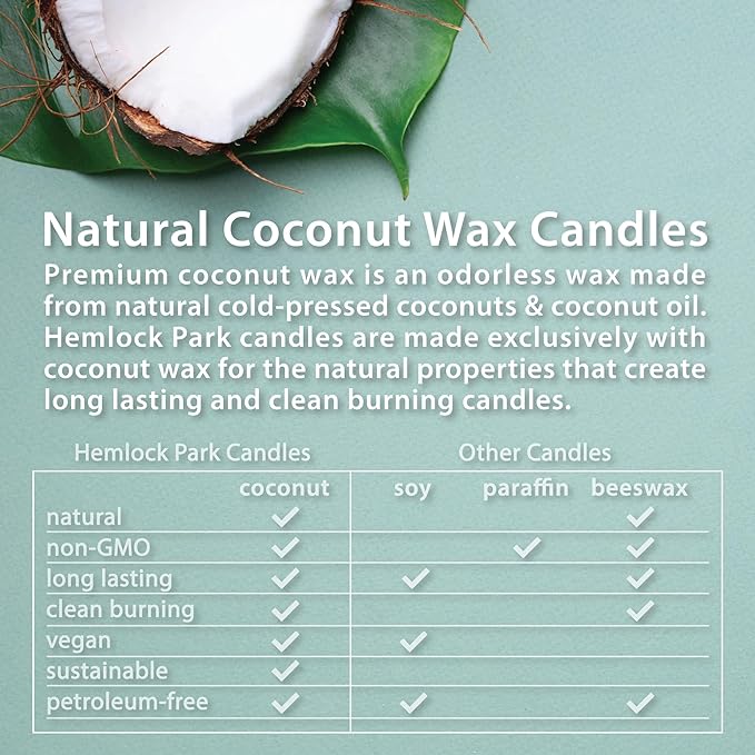 Hemlock Park Amber & Gold Wood Wick Candle Handcrafted with Natural Coconut Wax (Standard 7.2 oz, Sage)