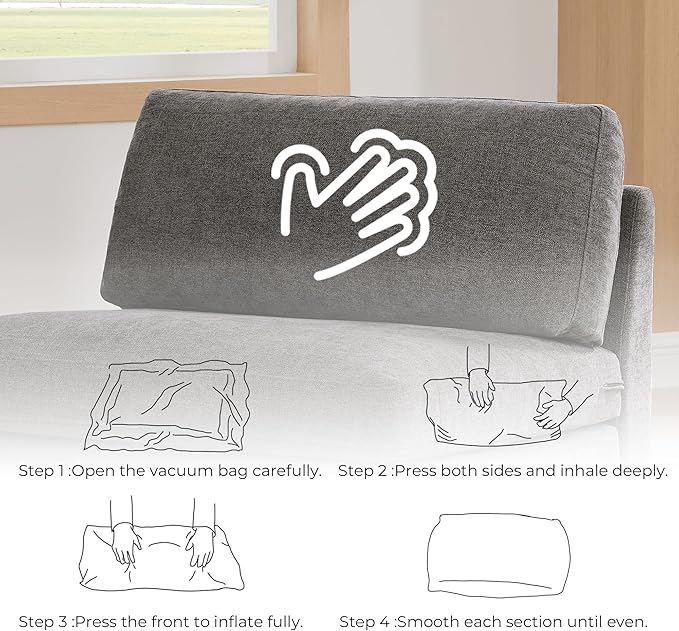 CHITA Super Large Luxury L Shape Convertible Sectional Modular Sofa, Down Filled Modern Sofa with Ottoman, Deep Seat Cloud Couch, 118 inch Width, 4 Seat Couch with Solid Wood Leg, Grey