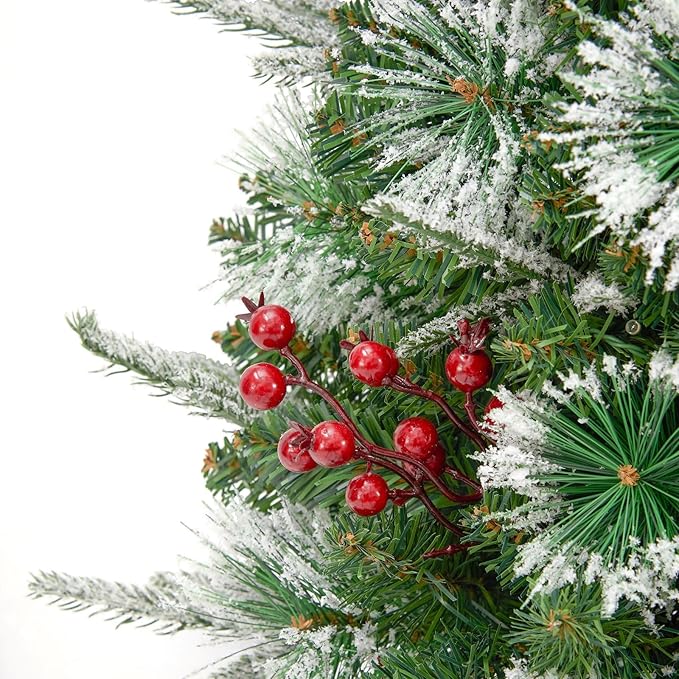 2 Pack Small 3FT Pre-Lit Snow Flocked Christmas Tree with Twinkling Lights for Home Office Christmas Decor- Battery Operated & Timer (Snowflake Base)