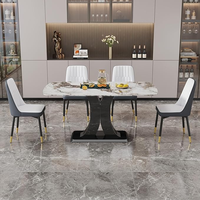 Dining Chairs Set of 2,Modern Dining Chairs, Equipped with PU Leather Backrest Cushions and Black Metal Legs, Suitable for Restaurants, Kitchens, and Bedrooms Dining Room Chairs