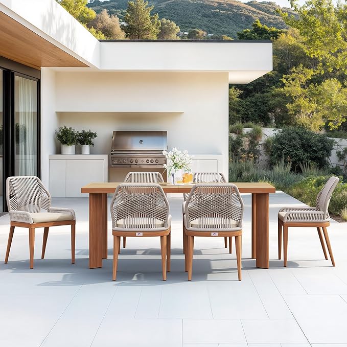 PURPLE LEAF Patio Dining Chair Set 2 Pieces Aluminum Modern Furniture Seating for Garden Kitchen Porch Outdoor Wicker Dining Chairs with Sunbrella Cushions