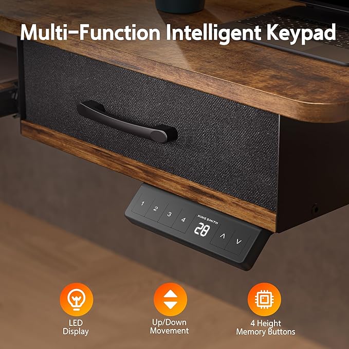 63x24 Inches Electric Standing Desk with Keyboard Tray, Height Adjustable Stand up Desk with 2 Drawers, Ergonomic Sit to Stand Desk with Storage Monitor Stand, Computer Table, Rustic Brown