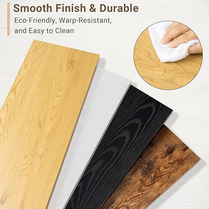 Vivelove 10" Deep Floating Shelves Over Toilet, 16" Wall Shelves for Bathroom Bedroom Kitchen Living Room Laundry Room, Modern Rustic Shelves for Home Decor, 16"x10.2"x1.5", Set of 2, Oak