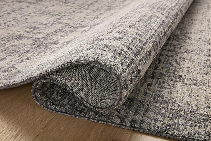 Loloi Amber Lewis Alie Collection ALE-03 Charcoal/Dove 5'-3'' x 5'-3'', .13'' Pile Height, Round Area Rug