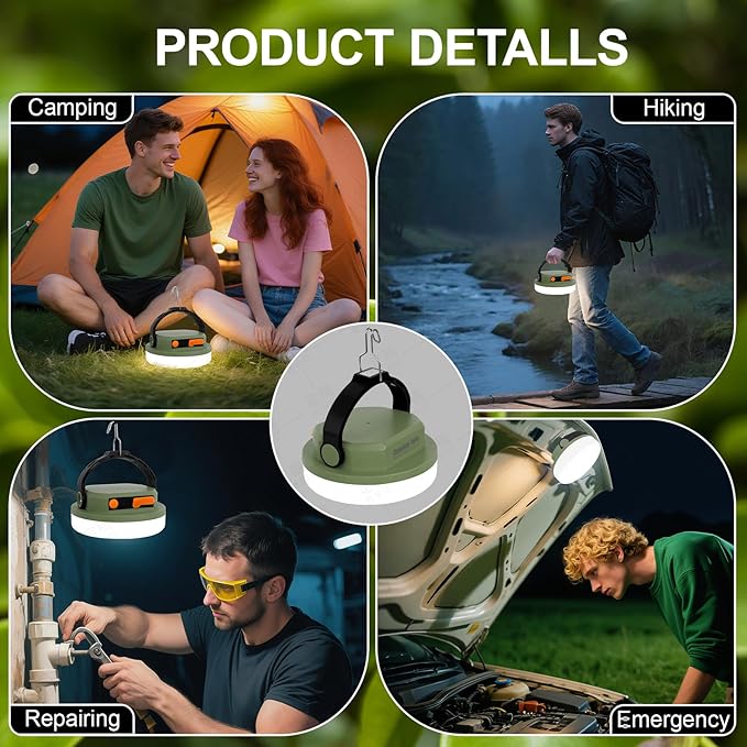 Rechargeable Camping Light MAYDENG 4000mAh , 100W, Waterproof LED Light. Suitable for Outdoor Emergencies, Hiking, and Backpacking.
