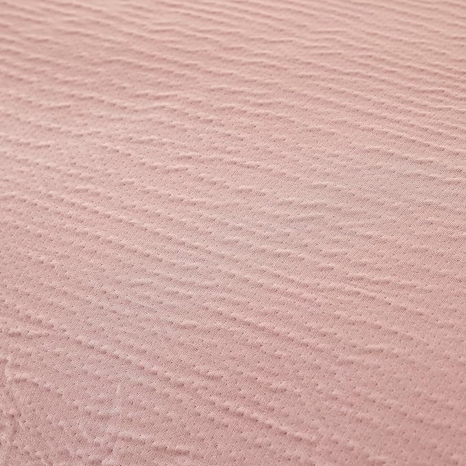 King Size Comforter Set Dusty Rose - Double-Layer Crinkle Gauze Bed Set, 3 Pieces Soft Bedding Set for All-Season, Lightweight Warmth with 2 Pillowcases