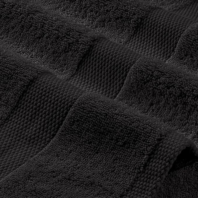 Wealuxe Black Bath Towels 24x50 Inch, Cotton Towel Set for Bathroom, Hotel, Gym, Spa, Soft Extra Absorbent Quick Dry 6 Pack