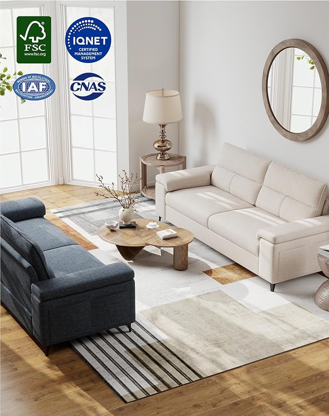 71.25" L Shaped Sectional Couches for Living Room, Deep Seat Sofa with Big Storage Ottoman & 8”Cushion, Comfy 2-Seater Chenille Loveseat, Convertible Armrest, Removable Cover for Small Space(Beige)