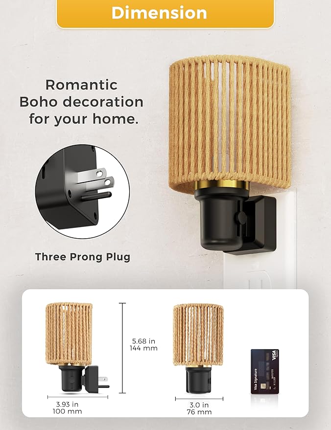 L LOHAS LED Night Lights Plug into Wall, Boho Night Light, 2 Pack, Decorative Bohemian Night Lights, Dimmable 0-100LM, Daylight White, Light Sensor, Vintage NightLight Farmhouse for Bedroom Bathroom