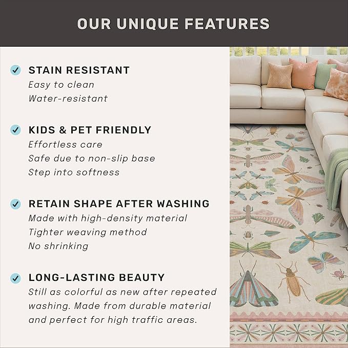 Light Pink Bathroom Rug - Washable 2x3 Small Kitchen Rugs for Powder Room, Front Door Indoor Entrance, Low Pile Stain Resistant, Colorful Pastel Aethestic