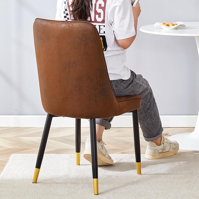 Dining Chairs Set of 4,Modern Dining Chairs, Equipped with Suede Nap Backrest Cushions and Metal Legs, Suitable for Restaurants, Kitchens, and Dining Room Chairs