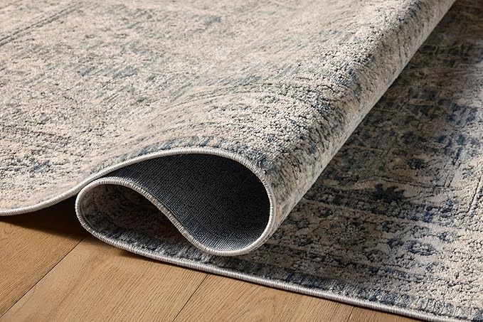 Loloi Teagan Collection TEA-04 Sky/Natural 2'-8" x 10'-6" Runner Rug, Large, Soft Neutral Rug, High-Traffic for Living Room, Bedroom, Home Office, Dining Area