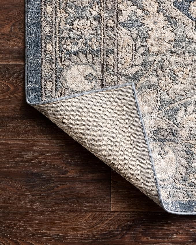 Loloi Teagan Collection TEA-01 Denim/Mist 2'-8" x 10'-6" Runner Rug, Large, Soft Neutral Rug, High-Traffic for Living Room, Bedroom, Home Office, Dining Area