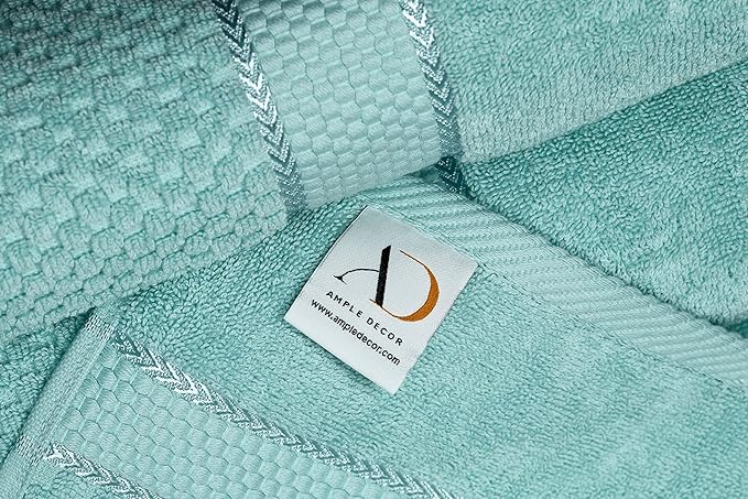 Ample Decor 100% Cotton Hand Towel for Kitchen Set of 52 Mint Green, Absorbent Premium Quality for Bathroom, Hotel, Spa, Gym, Kitchen - 18 X 28 Inch - Mulaayam Collection