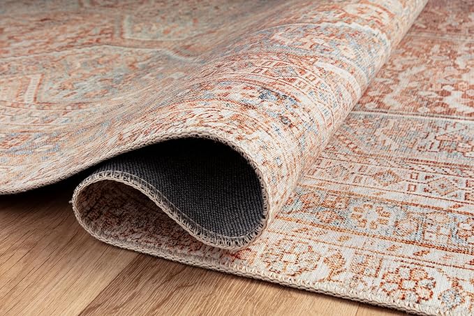 Loloi Chris Loves Julia Jules Collection JUL-04 Tangerine/Mist 7'-6'' x 9'-6'', .13" Pile Height, Area Rug