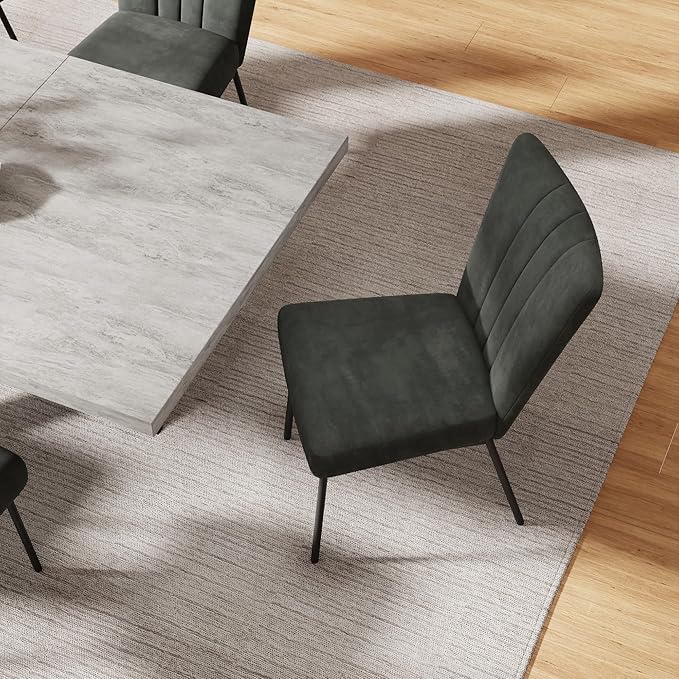 ZckyCine Dining Table Set for 6, Modern 78'' Wood Dining Table and Fabric Dining Chairs Set of 6,Table and Chairs Set of 6,Ideal for Kitchen Dining Room