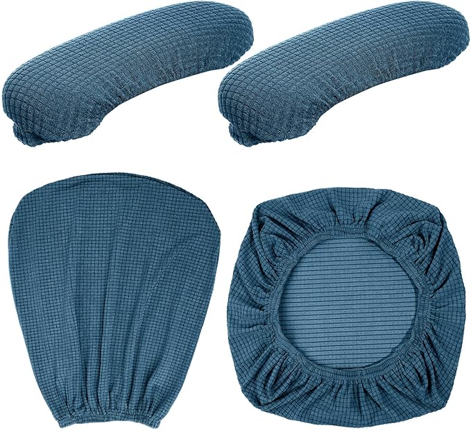 Tallew 4 Pcs Office Chair Covers Set Computer Universal Protective Stretchable Chair Seat Covers Desk Armrest Slipcovers Pads Office Cushion Backrest for Rotating (XL,Emerald)