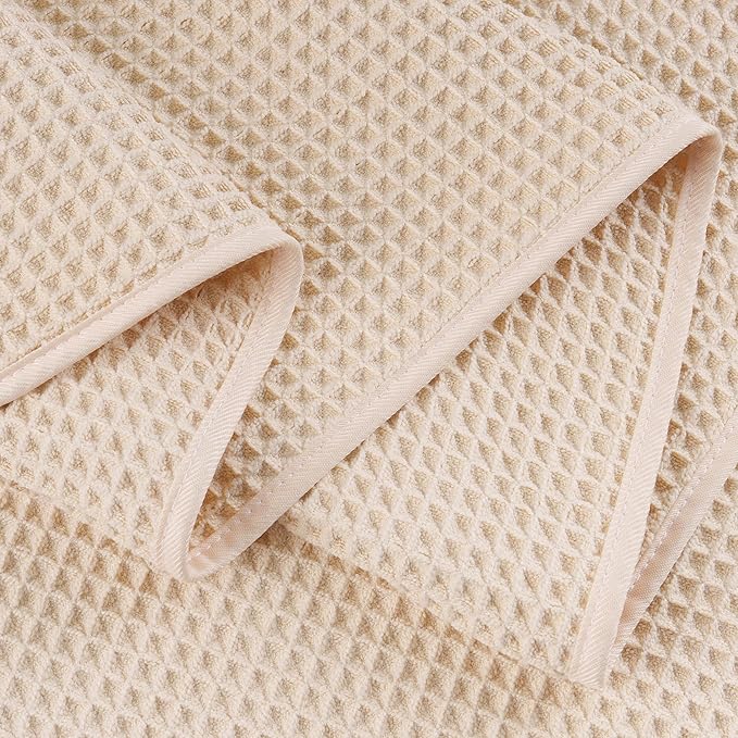 POLYTE 430 GSM Microfiber Quick Dry Lint Free Bath Sheet, 70 x 35 in, Set of 2 (Waffle Weave)
