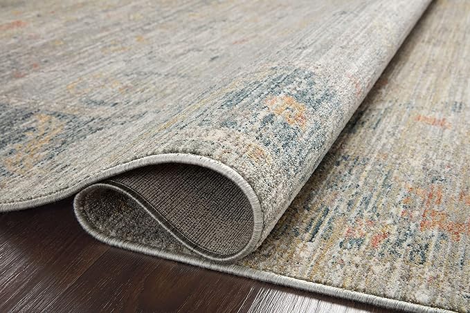 Loloi Magnolia Home by Joanna Gaines Millie Collection MIE-04 Slate/Multi 7'-10" x 7'-10", .25" Pile Height, Round Area Rug