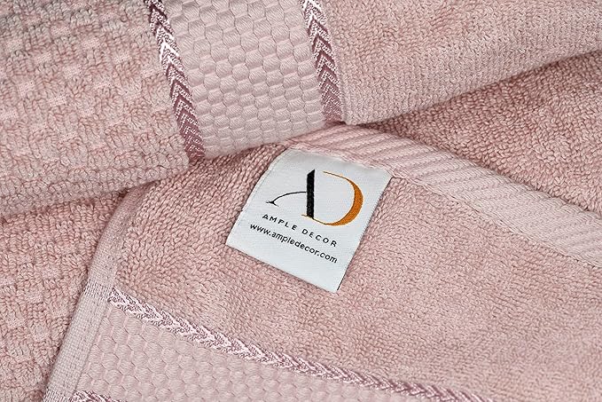 Ample Decor 100% Cotton Soft Pink Washcloths Set of 5 - Super Soft, Quick-Dry, Highly Absorbent, Popcorn Textured - Mulaayam Collection - 12 X 12 Inch
