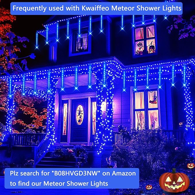 Kwaiffeo Blue String Lights: 500LED 164FT 8 Modes Blue Fairy Lights for Christmas Halloween Decorations Outdoor Indoor