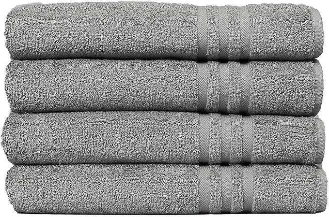 ECO TOWELS 100% Cotton Bath Towels - Cotton Towels for Bathroom - Set of 4 Bath Towel - Shower towels, Highly Absorbent Bath Towel 27”x54”