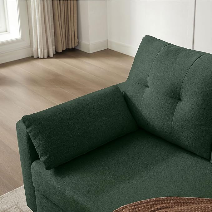 101" Convertible Sectional Sofa, Modern Linen Fabric U-Shaped Couch with 2 Storage Ottomans and Storage Pocket, 4 Seat Sofa Couches for Living Room, Apartment, Office, Green