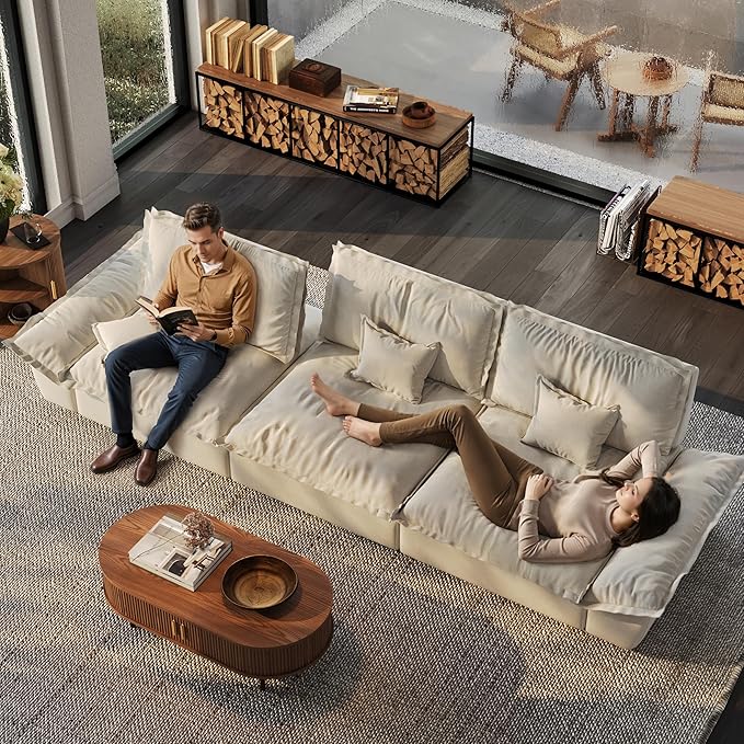 POVISON Oversized Modular Sectional Sailboat Sofa for Living Room with Adjustable Backrest Modern Sectional Couches Loveseat Large Deep Sofa Set 2 Seats Big Comfy Cloud Couch for House Office